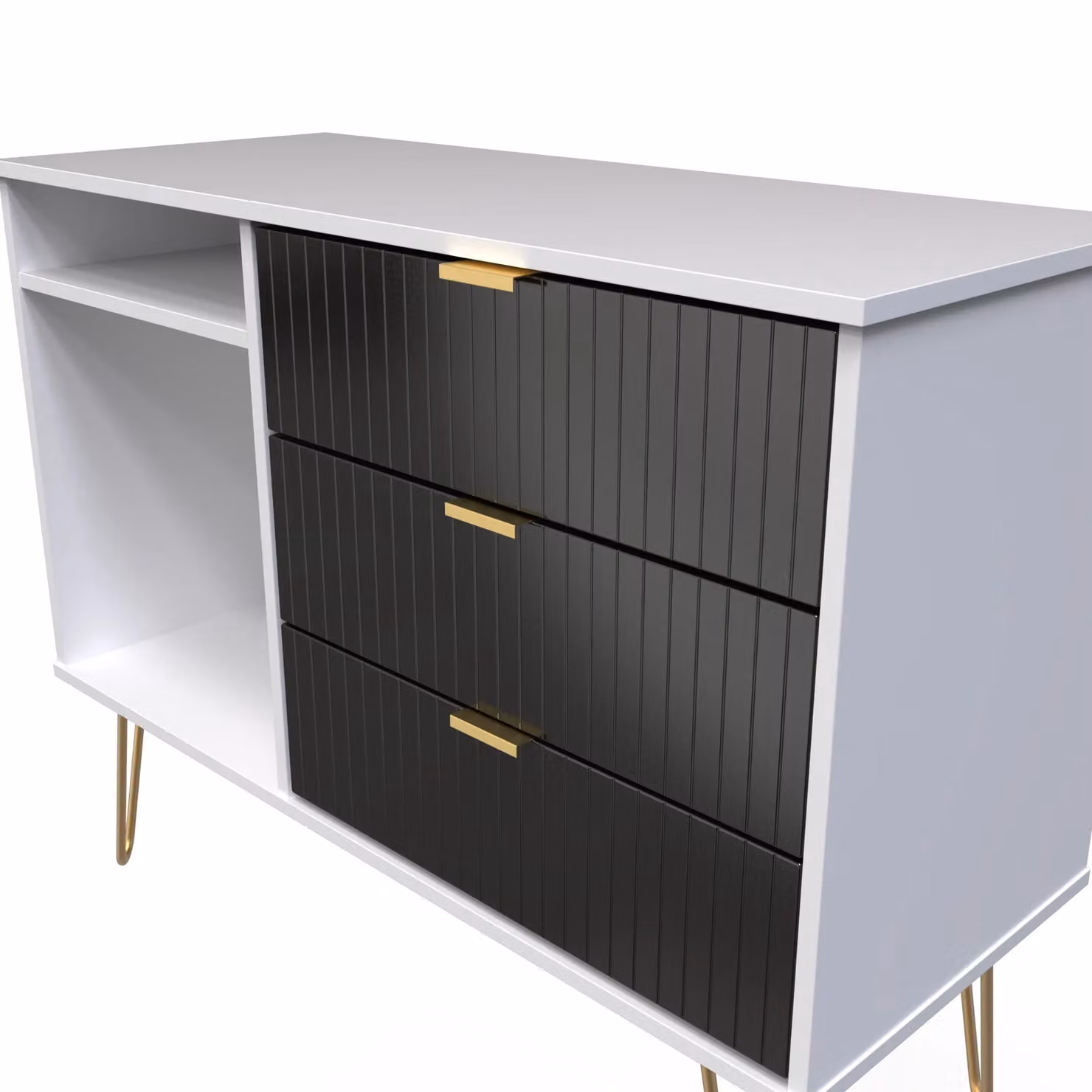 2 U Bexley 3 Drawer TV Unit in True Black and Gold – 4