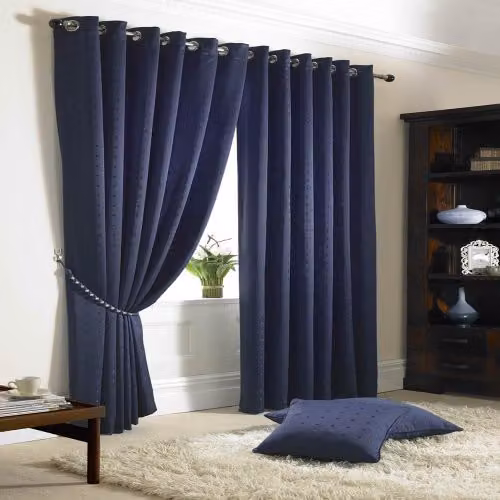 Tony's Textiles Madison Opaque Eyelet Curtains, Blue, Width: 229 cm, Height: 229 cm – 2