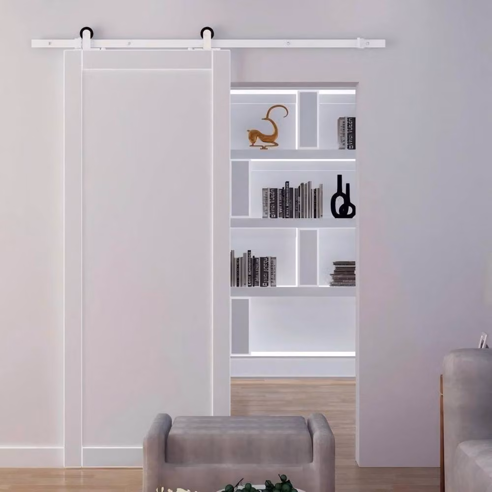STILVORA Sliding Door Hardware Kit in White Carbon Steel, 183 cm – 1