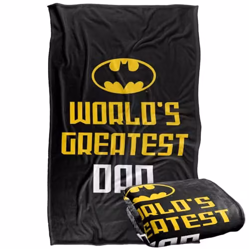 Warner Bros. Batman Worlds Greatest Dad Super Soft Fleece Throw Blanket, Multicolour, W: 91 cm, D: 147 cm – 1