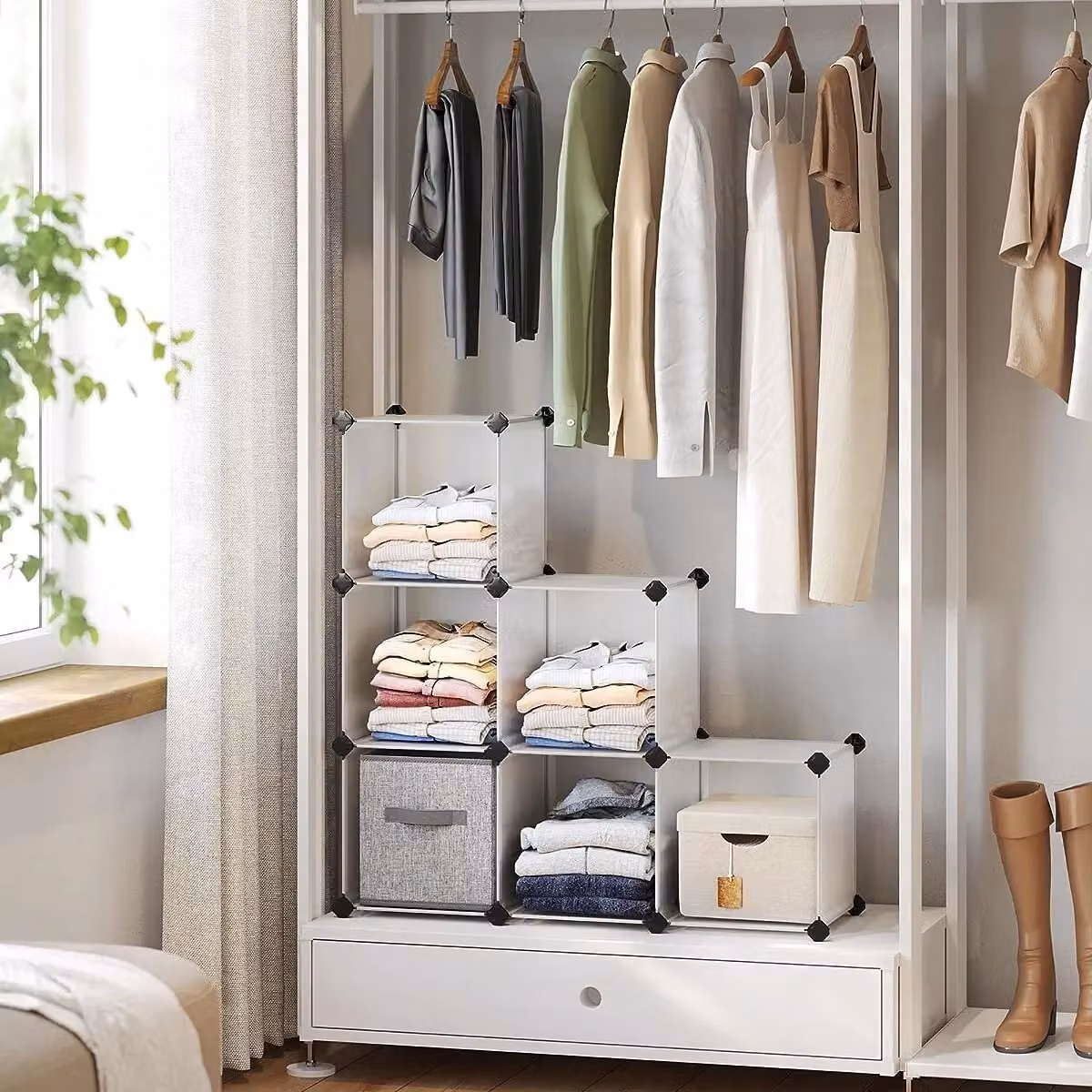 SONGMICS 6 Cube Modular Plastic and Metal Shoe Rack Organiser Unit in White – 2