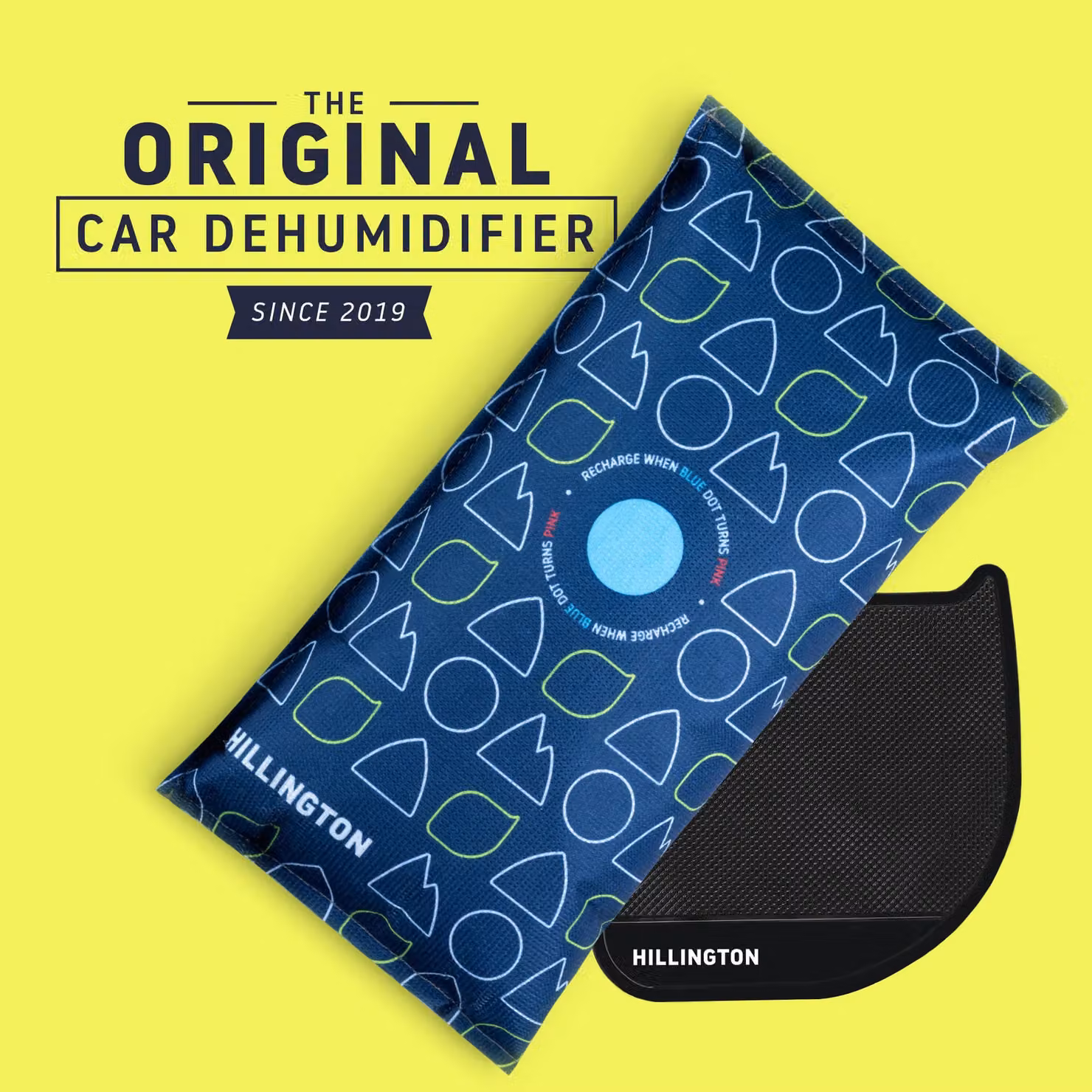 Hillington Reusable Car Dehumidifier 2-Pack, 1kg Moisture Absorbers in Blue with Anti-Slip Mats – 2