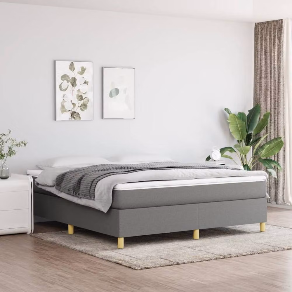 Berkfield Home Super King Box Spring Bed Frame in Dark Grey Fabric, W: 180 cm, D: 200 cm – 2