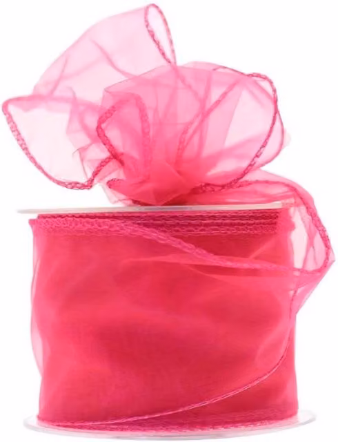 KDMD Shocking Pink Chiffon Ribbon, 2 Pack, Width: 7 cm