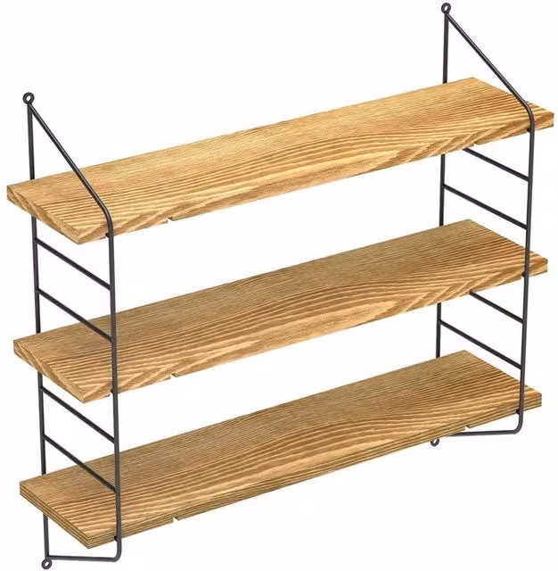 ERGOVEXA Brown Metal Floating Wall Shelf Storage Rack