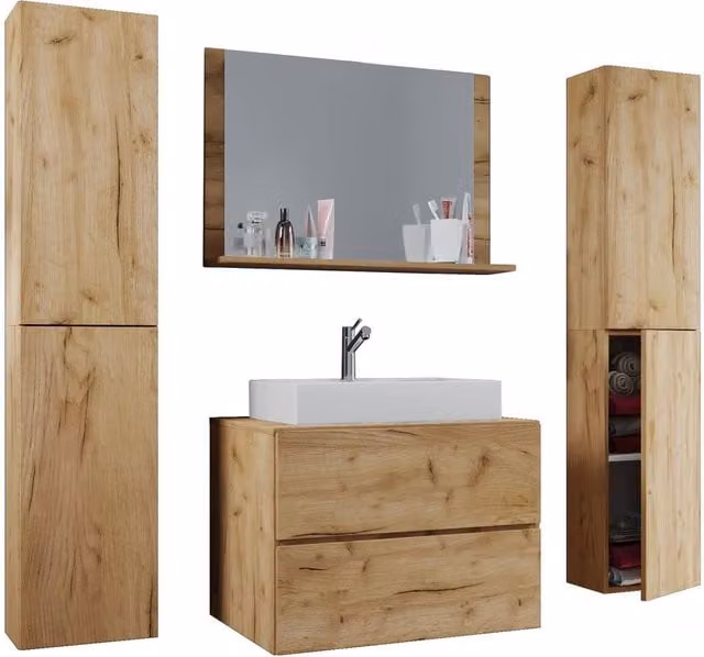 VCM Lendas XL 5-piece bathroom furniture set in Light Oak – 1
