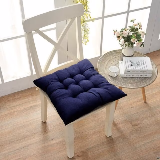 Livingandhome 4-Piece Square Aloe Vera Polyester Fabric Seat Cushion Set in Blue