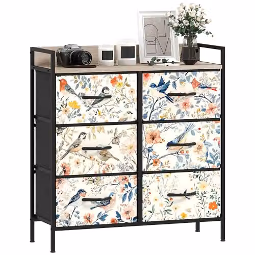 HOMCOM Modern White Bedroom Chest of Drawers with 6 Drawers – 1