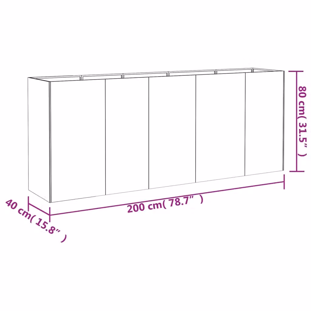 Berkfield Home Garden Corten Steel Raised Bed in Brown, W/D/H: 200 x 40 x 80 cm – 3