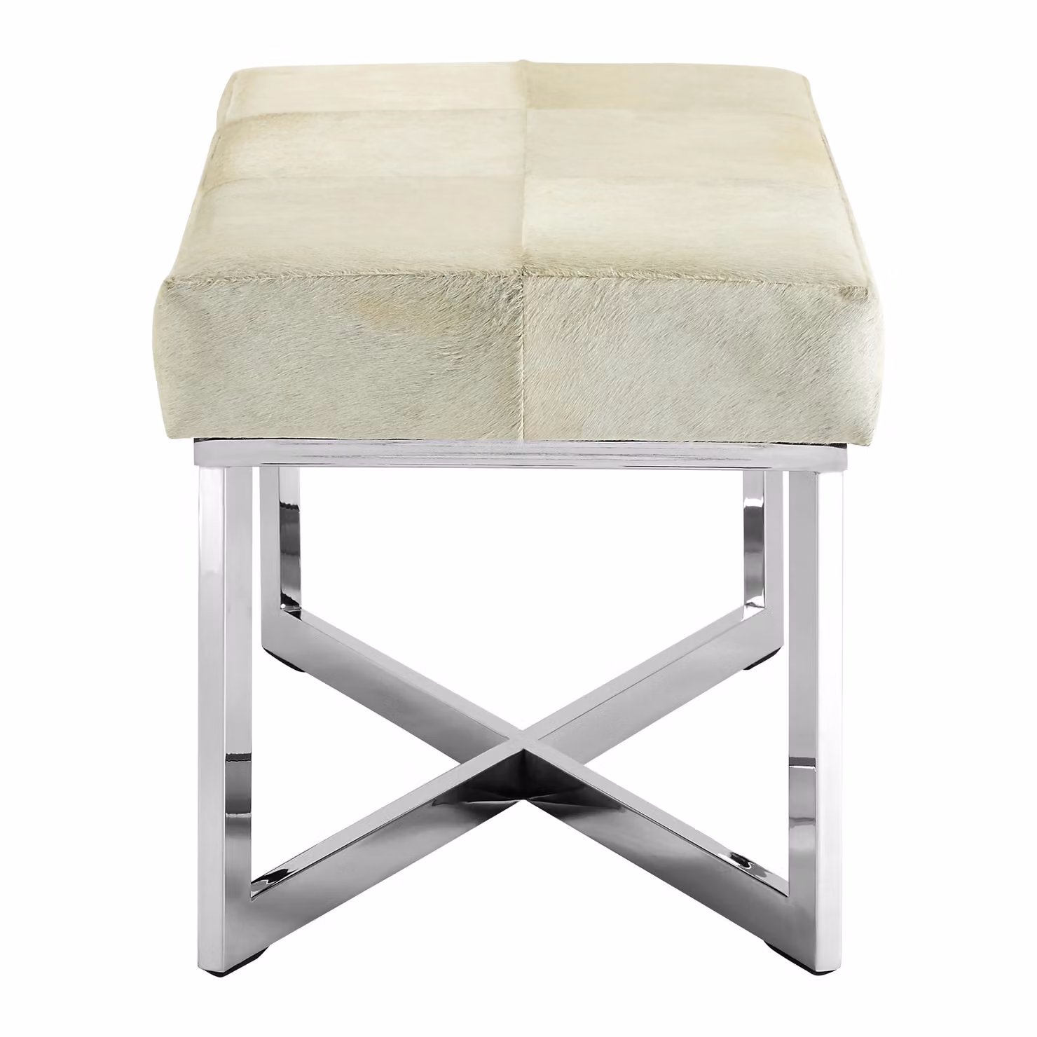 Orsina Grey Leather Upholstered Bench with Metal Base – 2