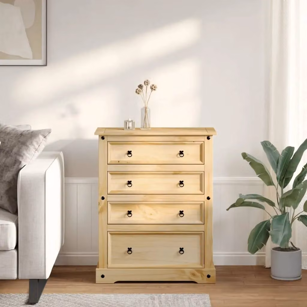 Berkfield Home Corona Chest of Drawers in Brown Solid Pine Wood, W/D/H: 92 x 48 x 120 cm – 1