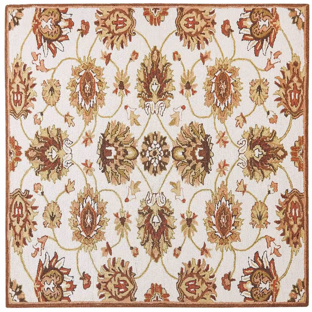 Wyld and Coco Heritage Hand Tufted Wool Rug in Beige and Brown with Oriental Pattern, W x D: 200 x 200 cm – 2