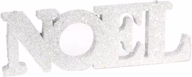 KDMD Silver Glitter Noel Hanging Decoration, 2 Pack, L25 cm x H8.5 cm