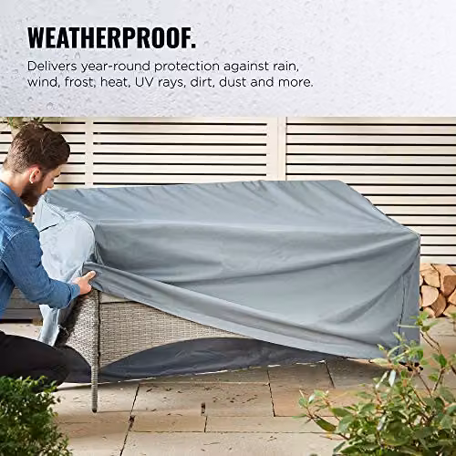 VonHaus Grey Waterproof Garden Bench Cover, H88 x W160 x D70 cm – 2
