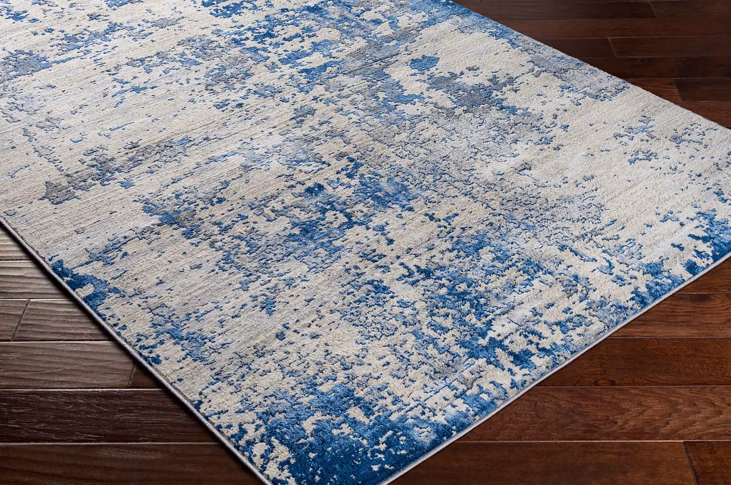 Livabliss Monaco Abstract Modern Marble Wool Rug in Grey and Blue, W: 160 cm, D: 220 cm – 3