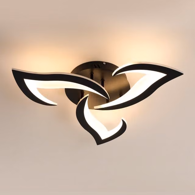 GOECO Modern White and Black LED Ceiling Light, Diameter: 52 cm