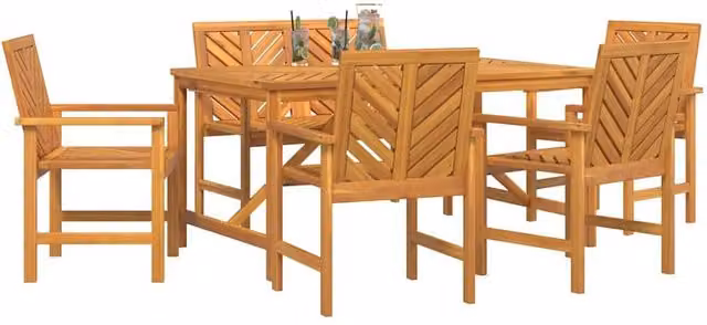 Berkfield Home Modern 5 Piece Acacia Wood Garden Dining Set in Brown