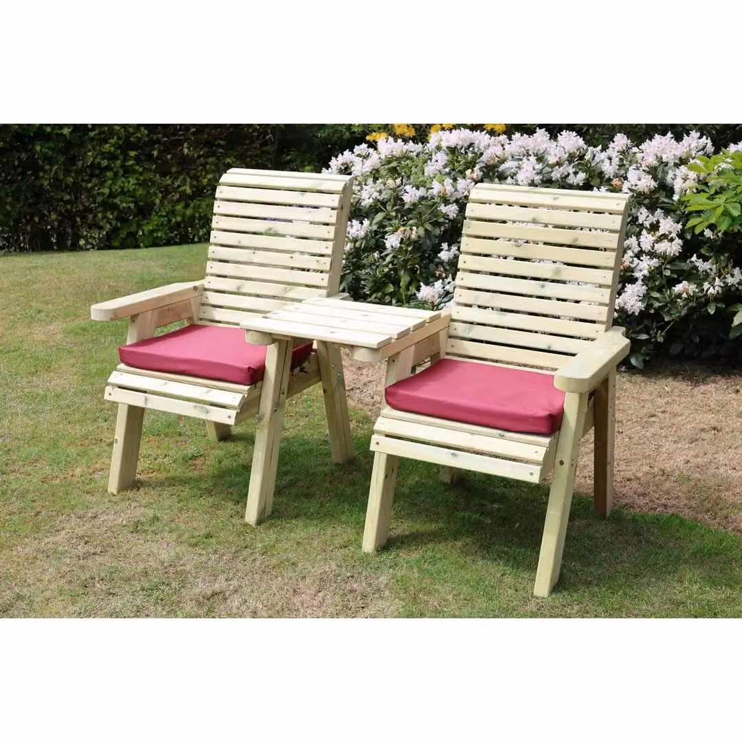 Churnet Valley Garden Furniture Ltd Ergonomical Love Seat in Brown with Upholstered Cushions and Solid Treated Hardwood Frame – 2