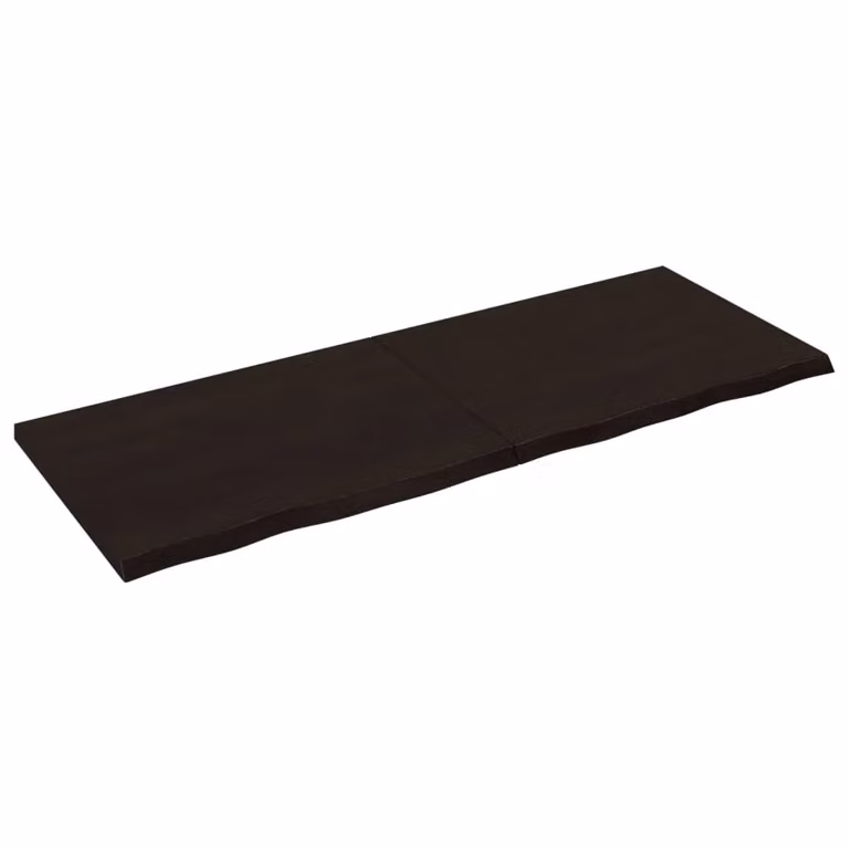 Berkfield Home Live Edge Bathroom Countertop in Dark Brown Treated Solid Wood, W: 160 cm, D: 60 cm, H: 2-4 cm