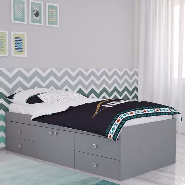 Kidsaw Grey Mid-Height Captains Single Cabin Bed with Drawers W/D/H: 90 x 190 cm – 1