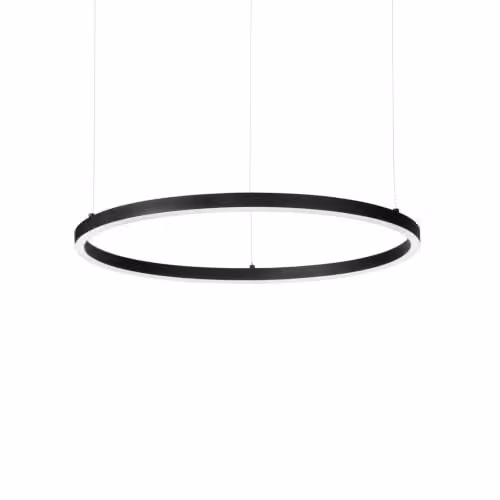 Netlighting Oracle Slim Round Integrated LED Pendant Ceiling Light, Black, Diameter: 70 cm, 2700K Warm White