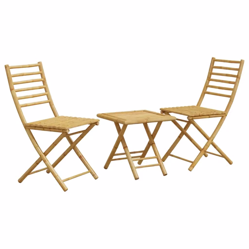 Berkfield Home 3 Piece Bamboo Bistro Set in Brown – 2