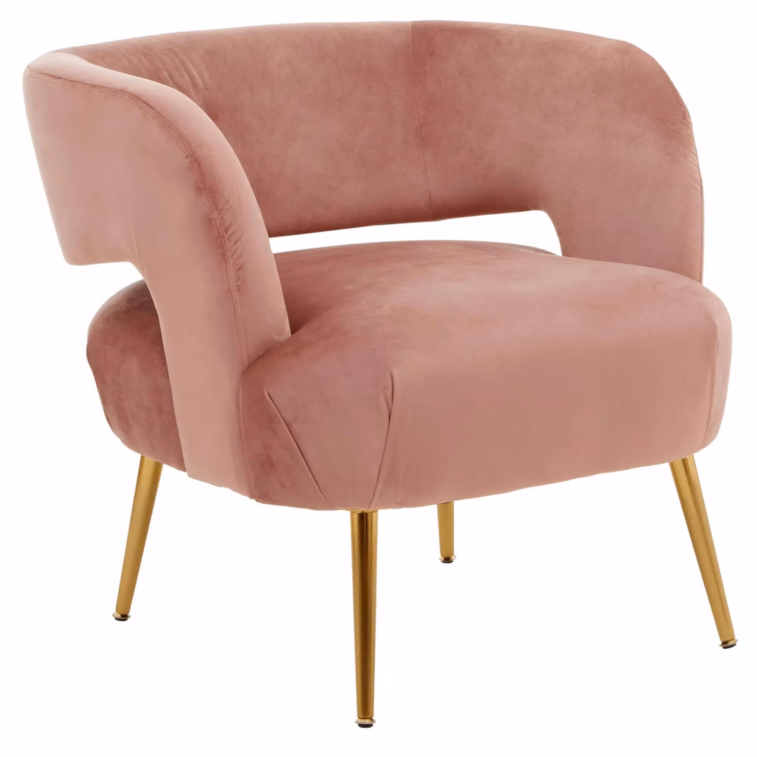 Orsina Larissa Pink Velvet Tub Accent Chair with Gold Metal Frame – 2