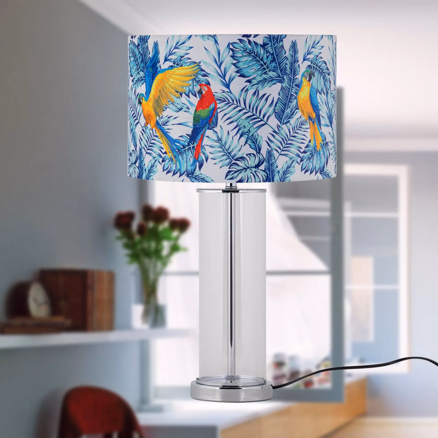 First Choice Lighting Aura Chrome Table Lamp with Silver Glass Shade – 4