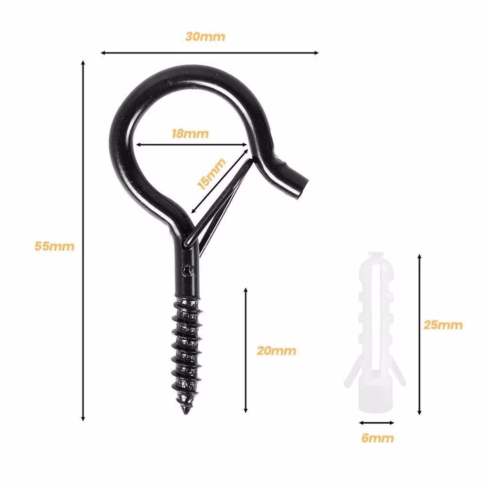 SPETLEK 50-Piece Black Stainless Steel Screw-in Eye Hooks – 2