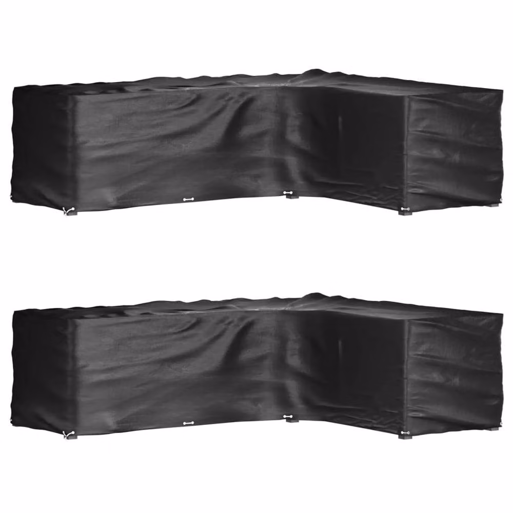 Berkfield Home L-Shaped Garden Furniture Covers, 2 Pack, Black, W/D/H: 285 x 220 x 80 cm – 2