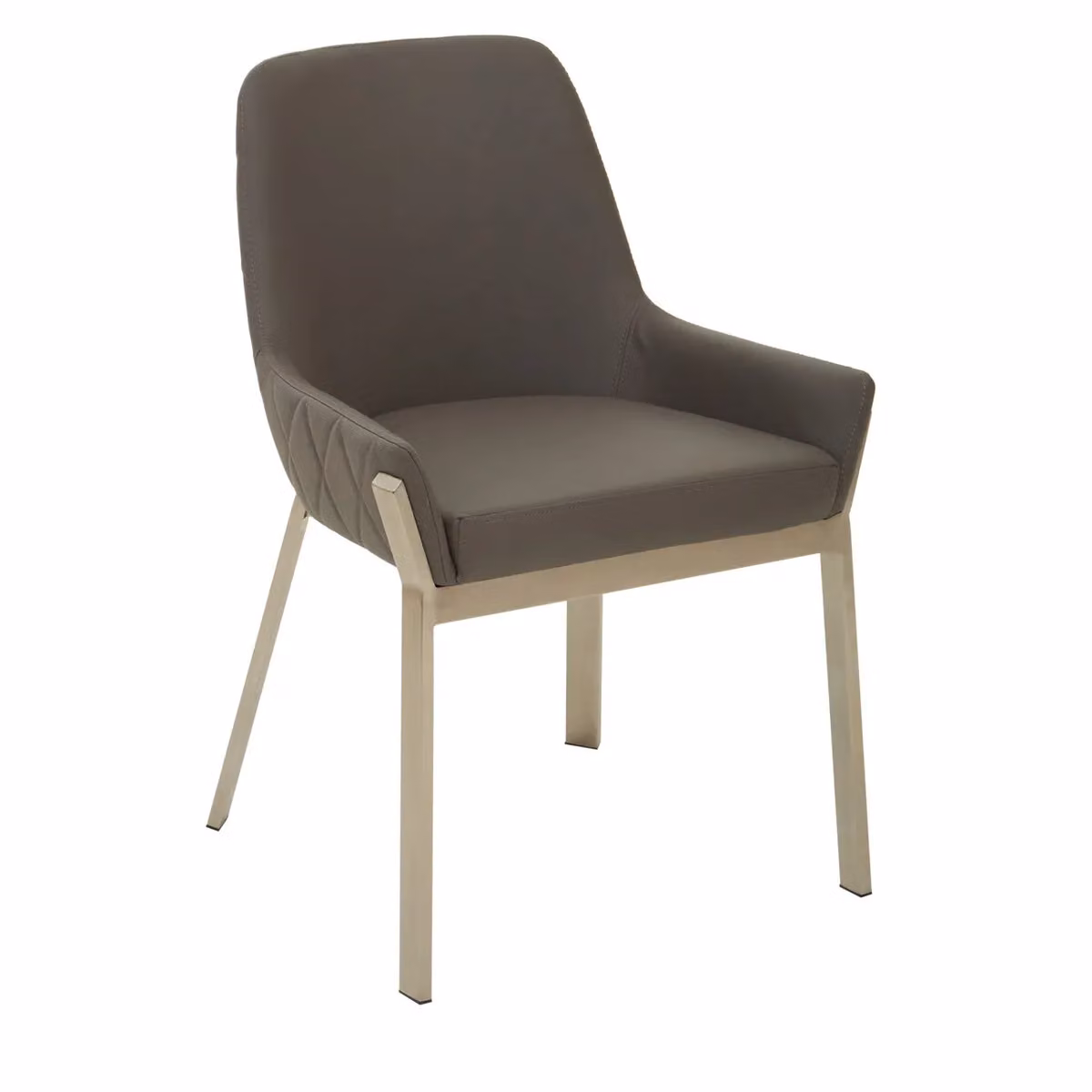 Orsina Grey Synthetic Leather Dining Chair with Armrests and Silver Metal Legs – 2