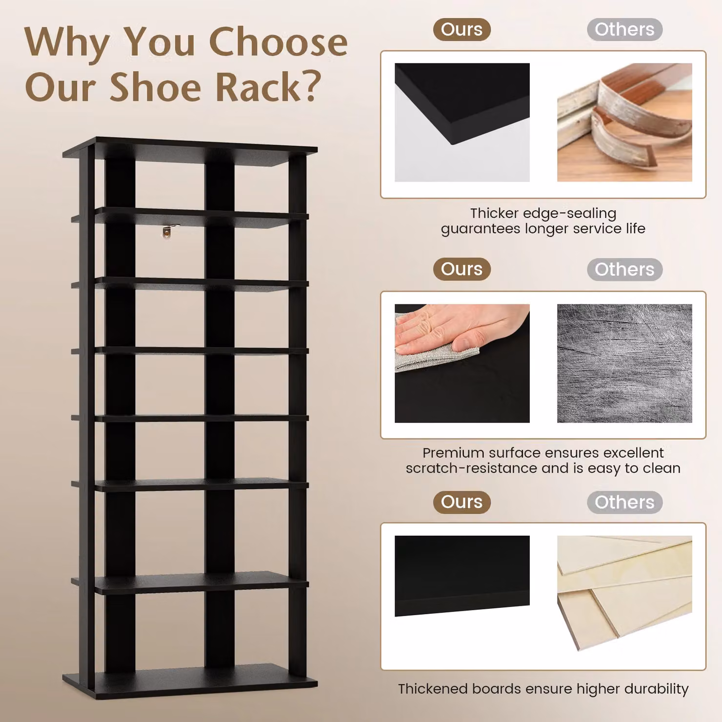 Costway 7-Tier Double Corner Shoe Rack and Vertical Display Shelf in Black – 4