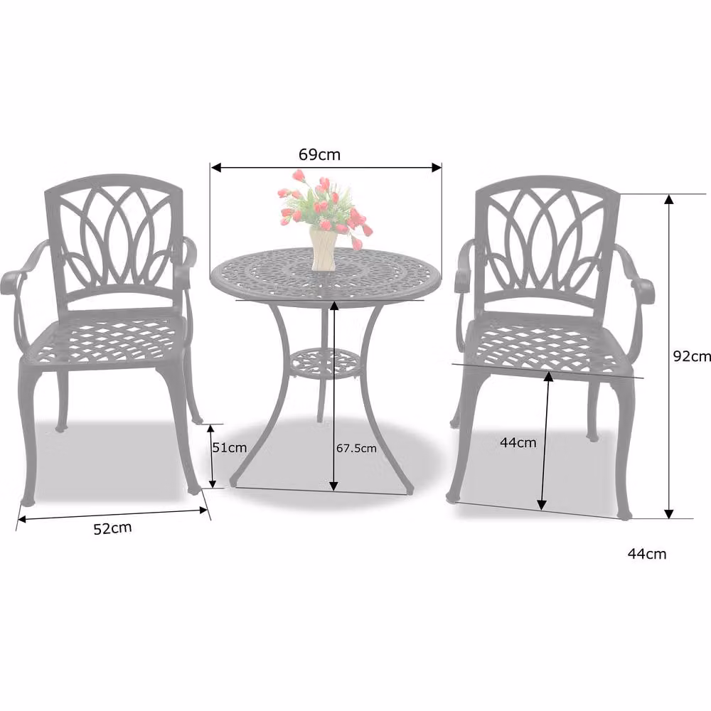 Centurion Supports Positano Grey Powder Coated Aluminium Garden and Patio Bistro Set with Round Table and 4 Chairs – 3