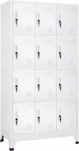 Berkfield Home Metal Locker Cabinet in Grey, W/D/H: 90 x 45 x 180 cm