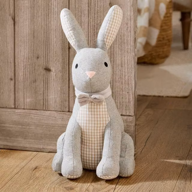 Wylder Riva Home Harvey Hare Herringbone Cotton Weighted Door Stop in Multicolour Beige and Sand, H x W x D: 28 x 21 x 20 cm – 1