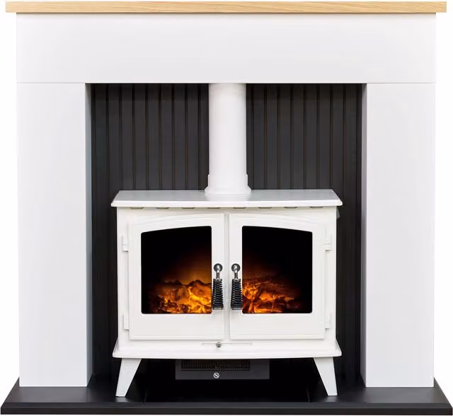 Adam Fires & Fireplaces Innsbruck Electric Stove Fireplace in Pure White – 1