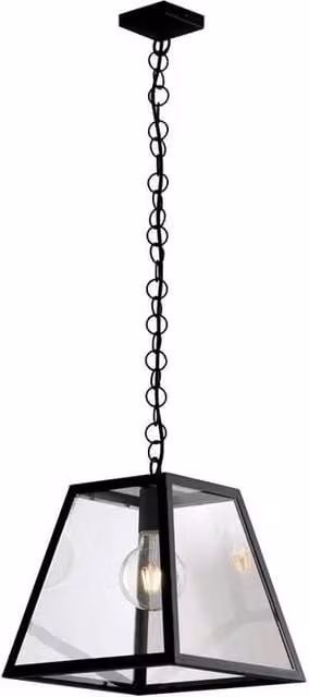 Netlighting Lexington Lantern Ceiling Pendant in Black and Transparent Glass with E27 Fitting