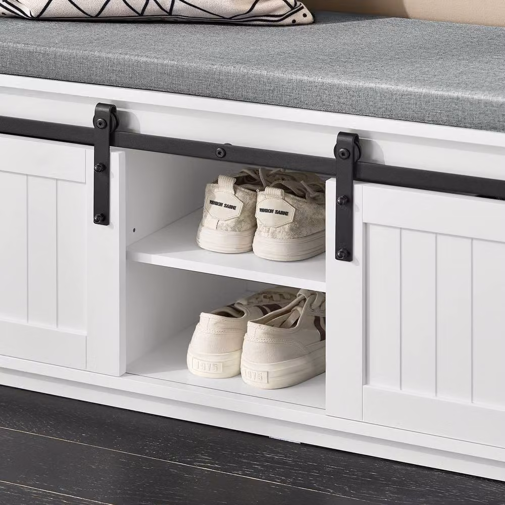 SoBuy Rustic Shoe Rack with Seat in White, Black or Grey – 4