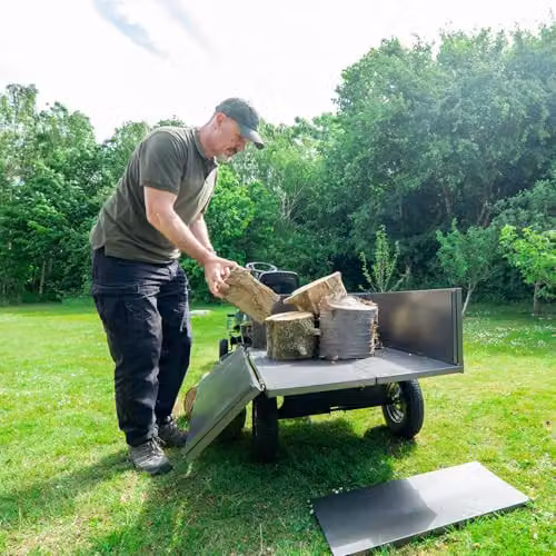 The Handy 225kg Towed Trailer with Folding Sides, Tipping Capability and Pneumatic Tyres in Grey Steel – 8