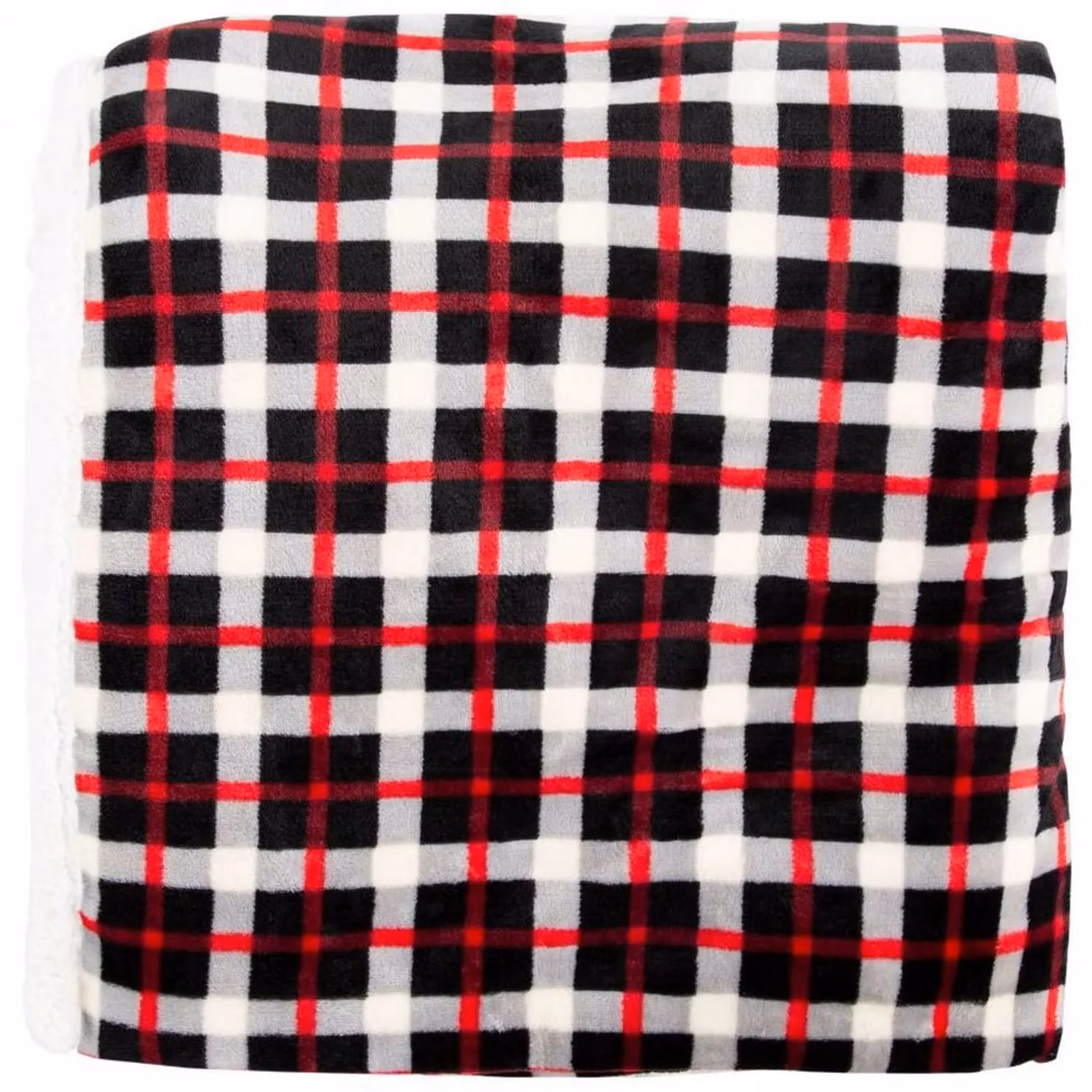 Trespass Vallon Sherpa Checked Fleece Blanket in Red and Multicolour – 2