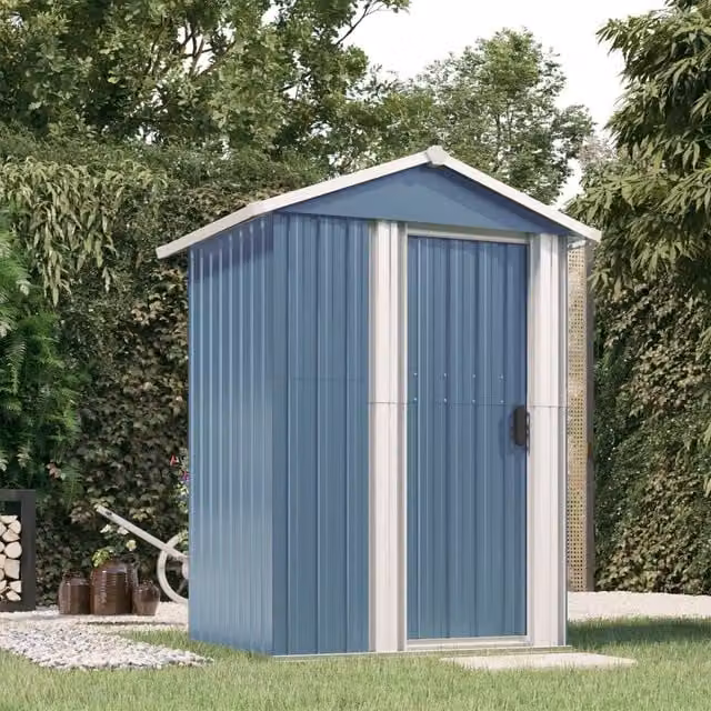 Berkfield Home Grey Galvanised Steel Gable Garden Shed W/D/H: 126 x 97.5 x 177 cm – 1
