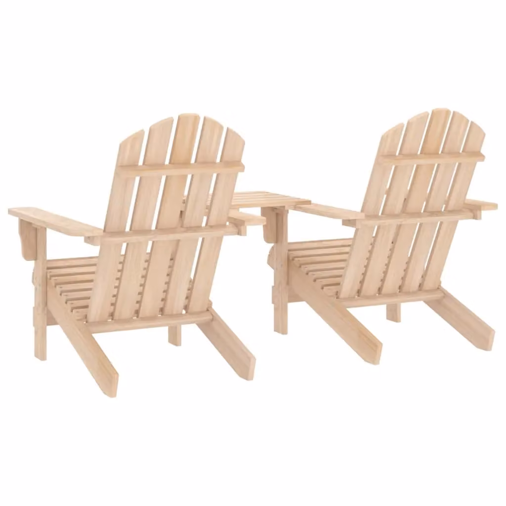 Berkfield Home Garden Adirondack Chairs with Tea Table in Brown Solid Fir Wood