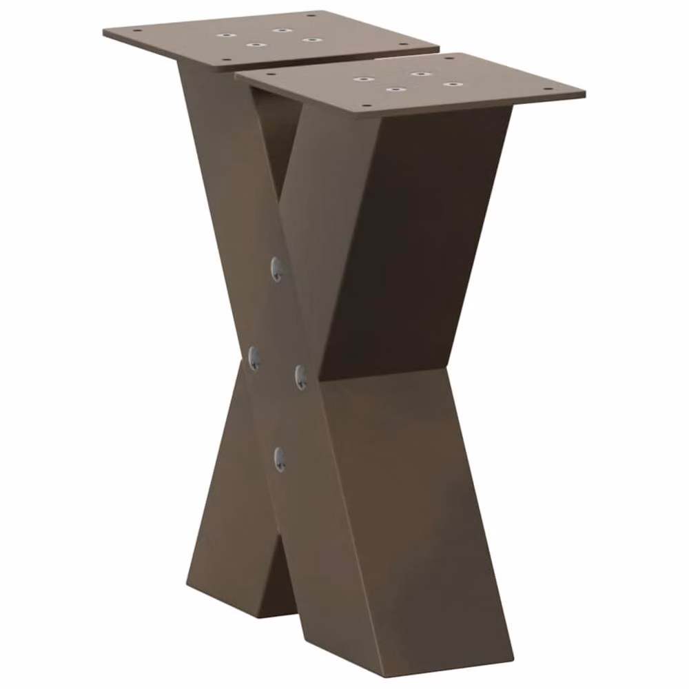 Berkfield Home X-Shaped Coffee Table Legs, 2 Pieces, Brown Steel, W/D/H: 30 x 30 x 30 cm – 2