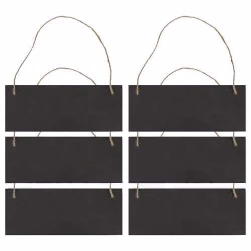 Nicola Spring Pack of 6 Black Rectangular Slate Memo Boards with Rope, W/H: 25 x 10 cm – 1