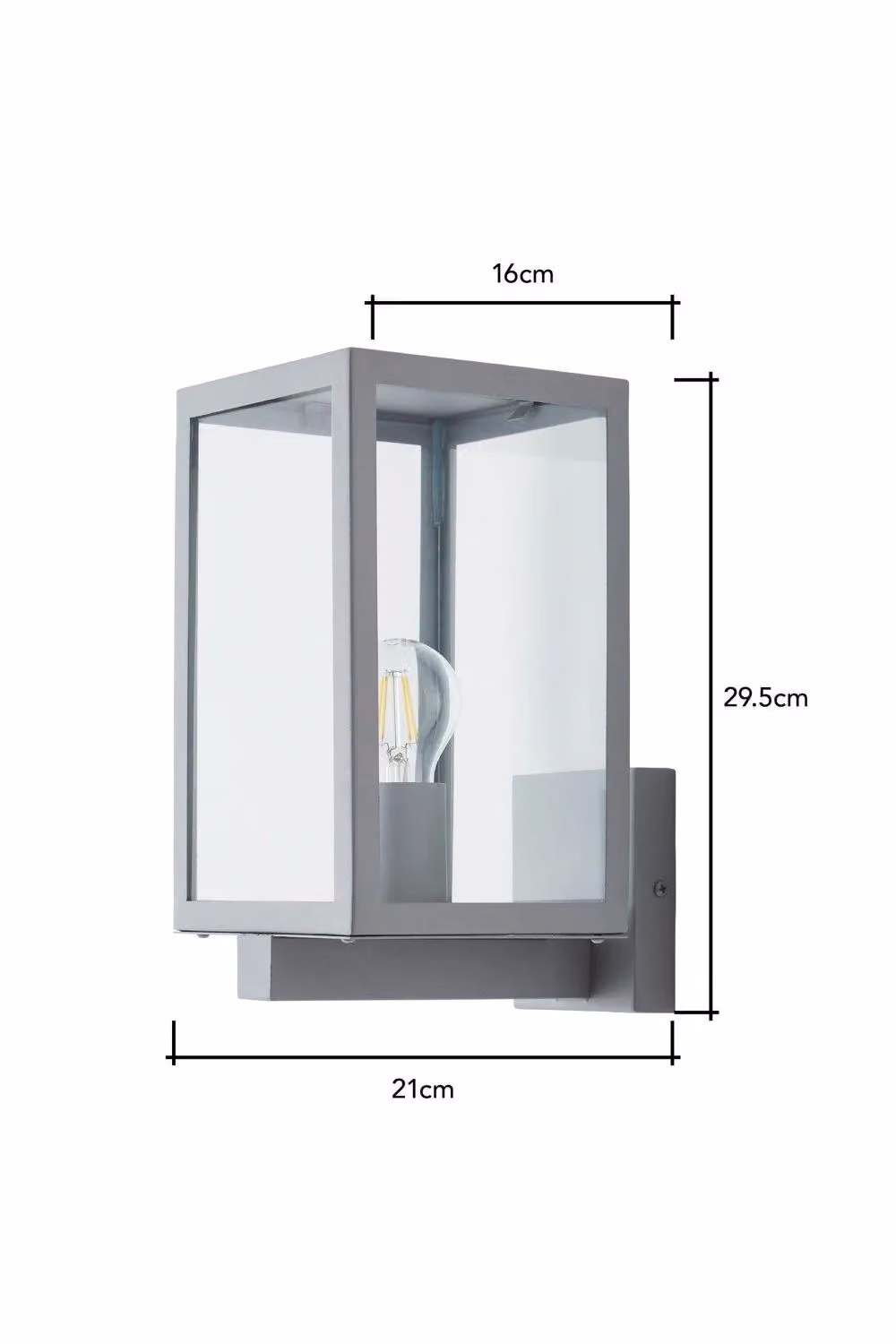 BHS Lighting Mateo Modern Square Outdoor Wall Light in Silver with Transparent Glass – 3