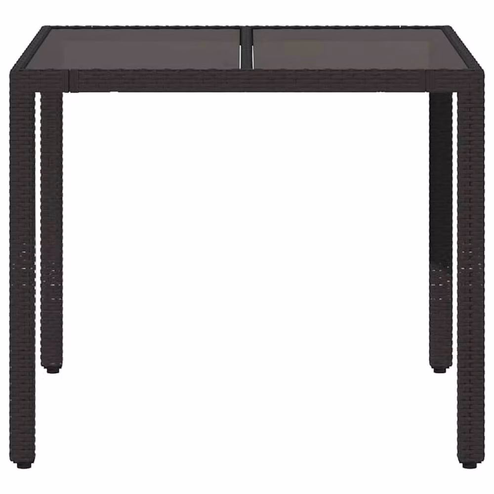 Berkfield Home Black Poly Rattan Garden Table with Glass Top, W/D/H: 90 x 90 x 75 cm – 4