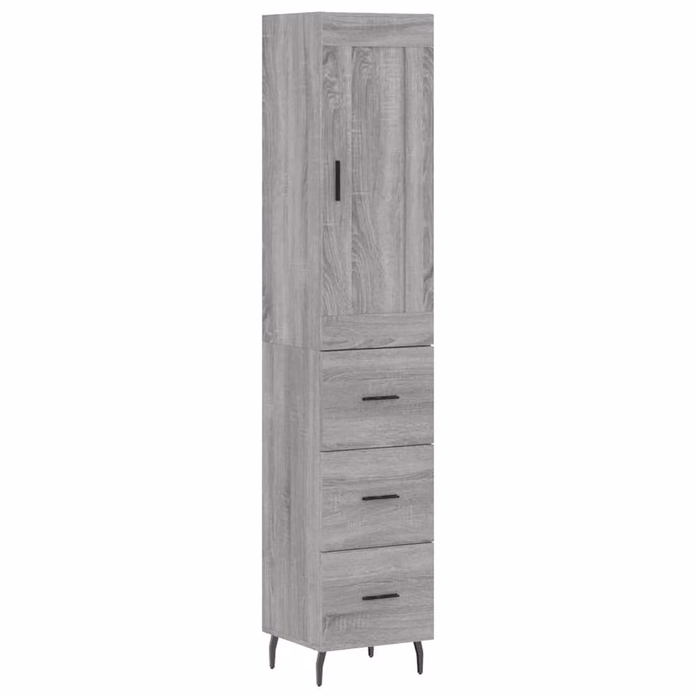 Berkfield Home Grey Sonoma Highboard with Hinged Doors and Internal Shelves, W/D/H: 34.5 x 34.0 x 180.0 cm – 3