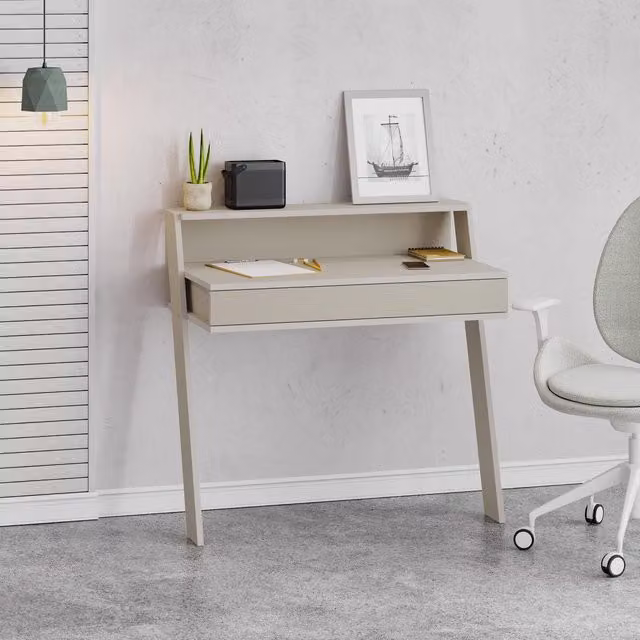 FWStyle Sandstone Cowork Wall-Mounted Writing Desk with 1 Drawer in Grey – 1