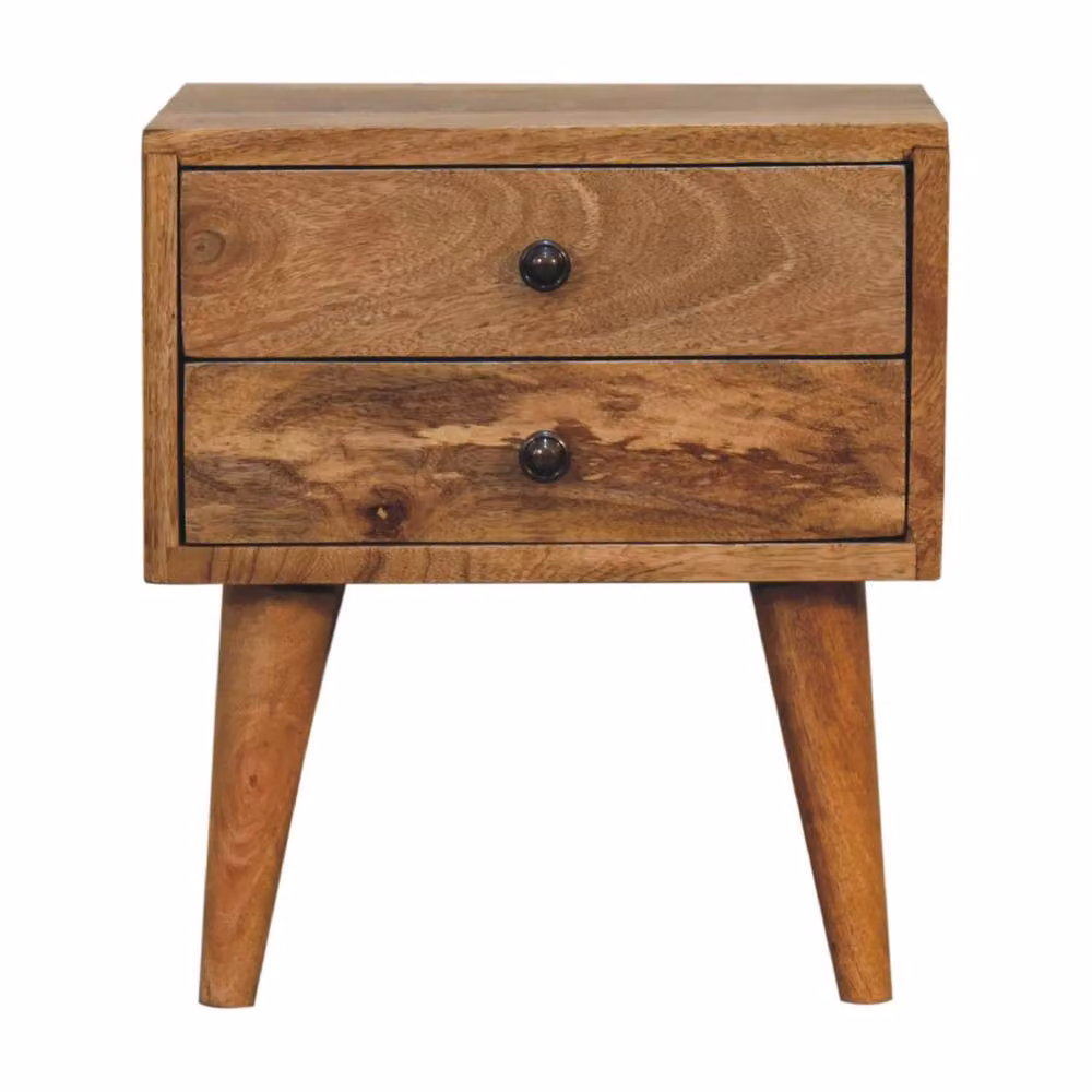 Wyld Haus Parma Small Mango Bedside Table in Brown Rustic Oak Finish W/D/H: 40 x 25 x 35 cm – 2