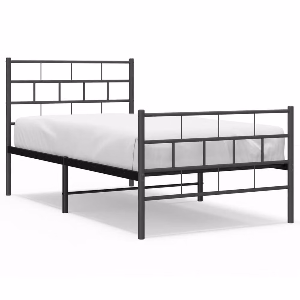 Berkfield Home Metal Bed Frame with Headboard and Footboard in Black, W/D/H: 90 x 190 cm – 2